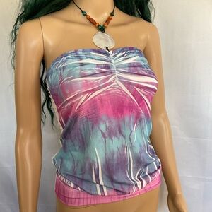 Vintage Y2K Urban Behavior Tie Dye Blouson Shell Choker Halter Top